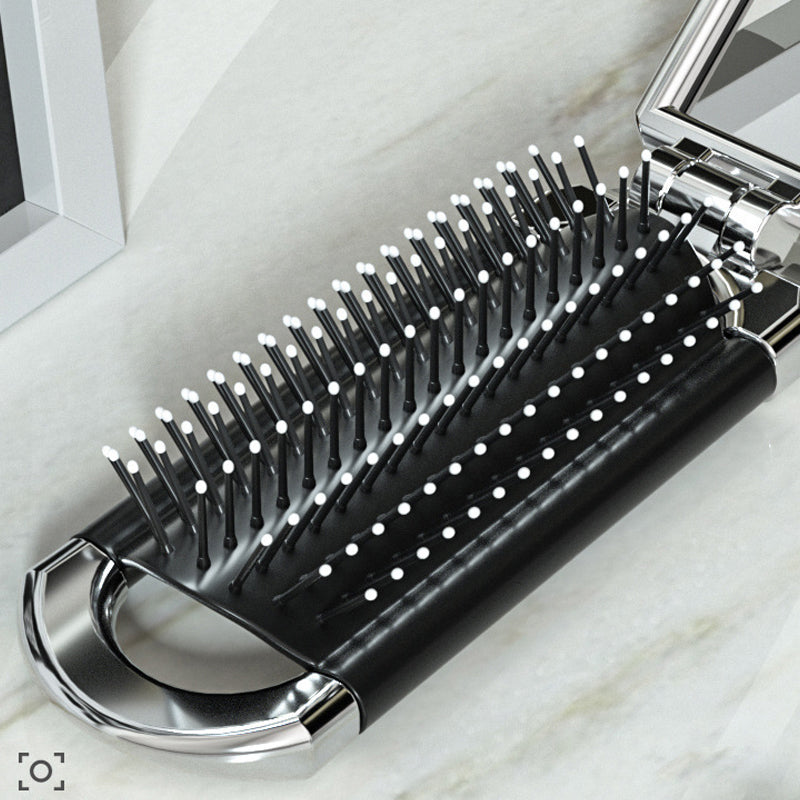 Portable Travel Mirror Brush Compact Folding Design