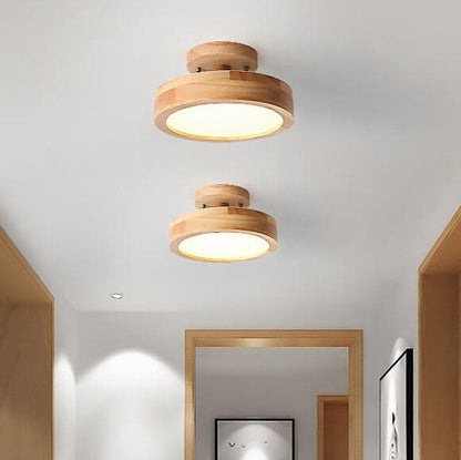 Sleek Wooden LED Semi Flush Mount Ceiling Light