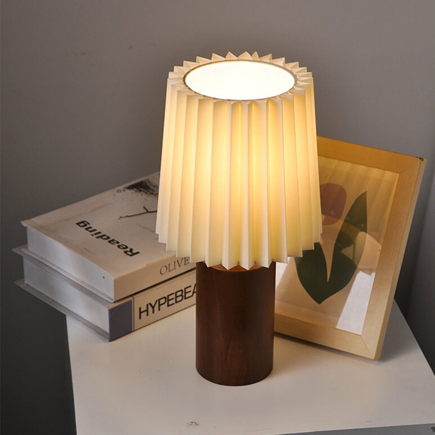 Rustic Wooden 1-Light Table Lamp with Classic Shade
