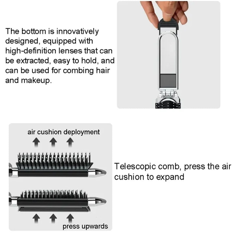 Portable Compact Travel Hair Brush Mirror