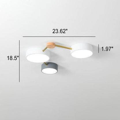 Sleek Gray Wooden Ceiling Light Fixtures 23.6 Inch