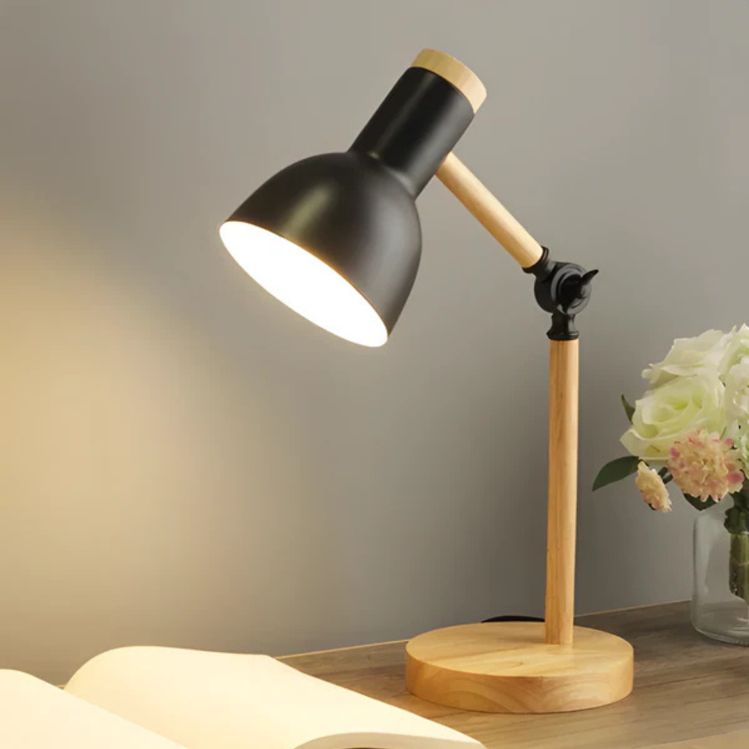 Versatile Wooden Desk LED Lamp with Adjustable Arm