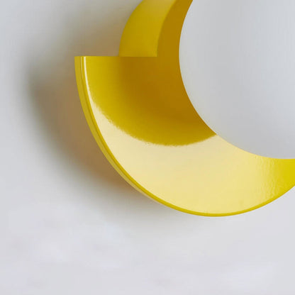 Round Glass Pendant Light with Colored Metal Base