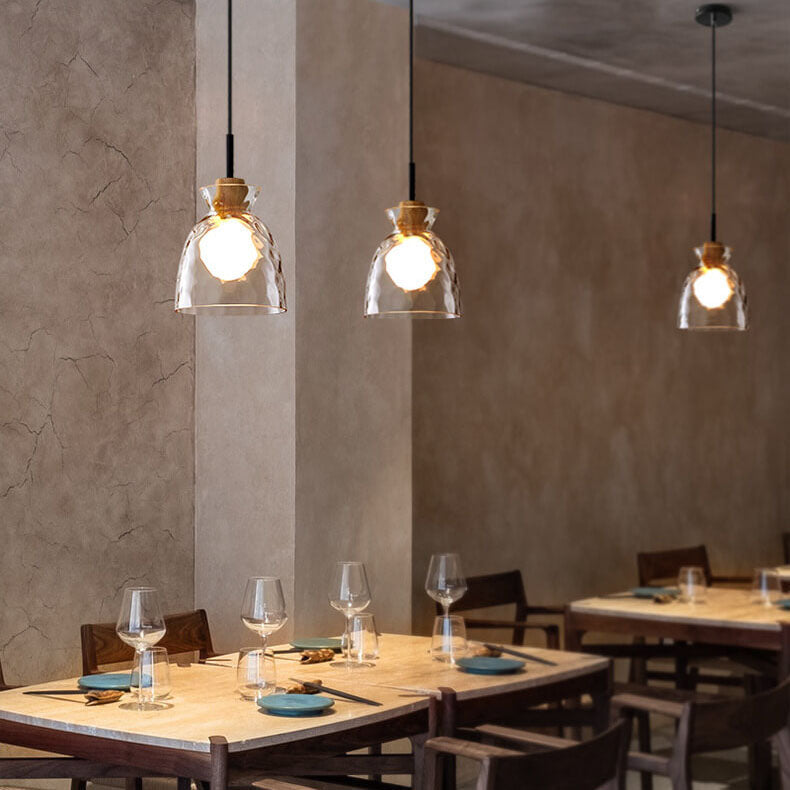 Stylish Wooden Glass Pendant Ceiling Light