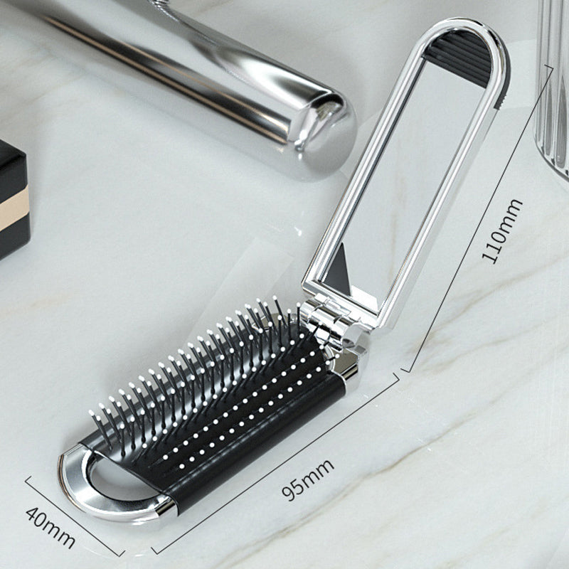Portable Travel Mirror Brush Compact Folding Design
