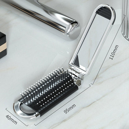 Portable Travel Mirror Brush Compact Folding Design