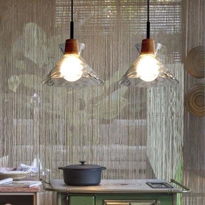 Stylish Wooden Glass Pendant Ceiling Light