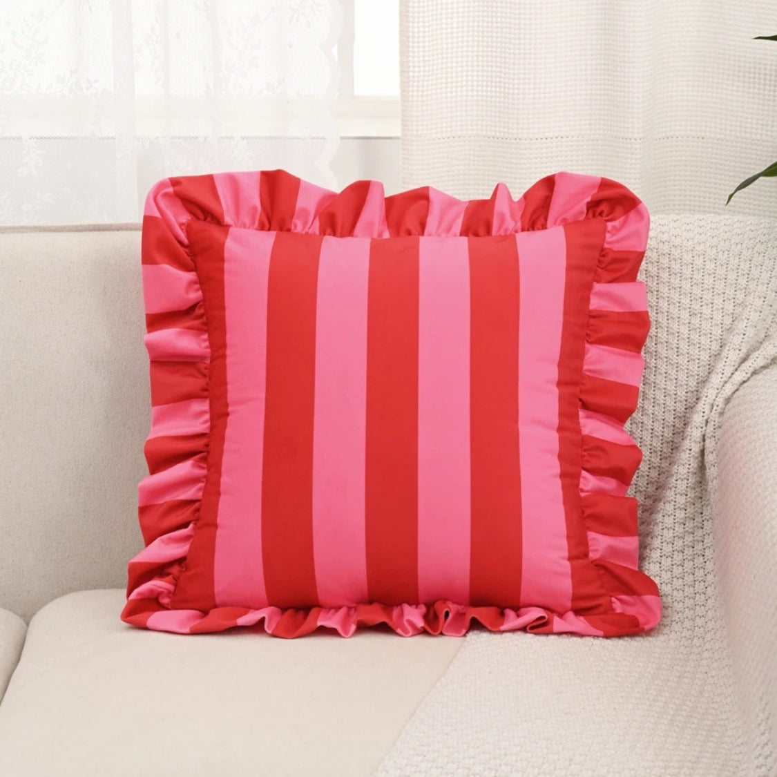 Vintage Floral Ruffled Pillow Cover