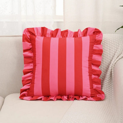 Vintage Floral Ruffled Pillow Cover