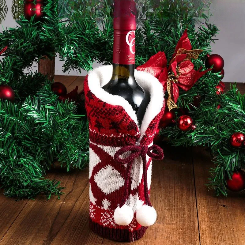 Warm Furry Christmas Wine Bottle Cover