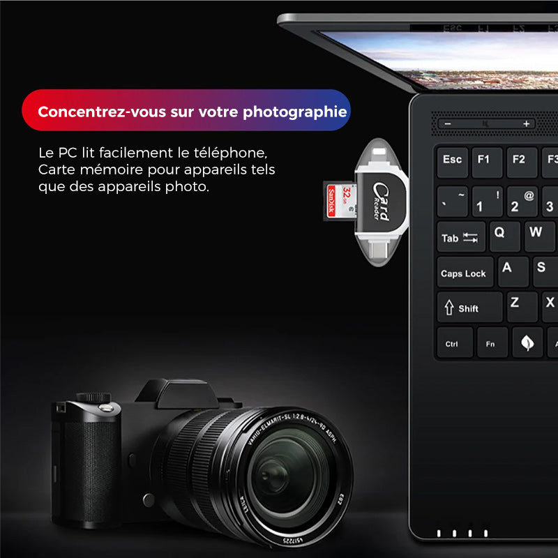 Compact 4-in-1 SD TF Memory Card Adapter