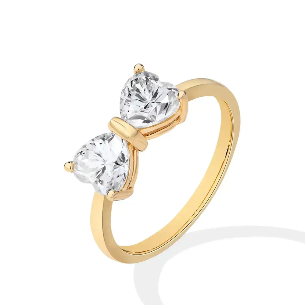 Elegant Sterling Silver Bow Moissanite Ring