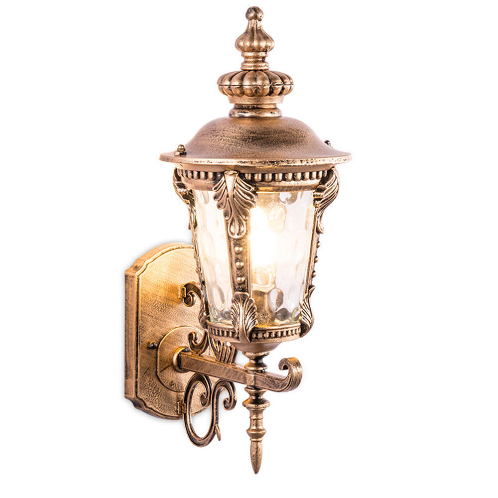 Rustic Outdoor Glass Lantern Wall Light