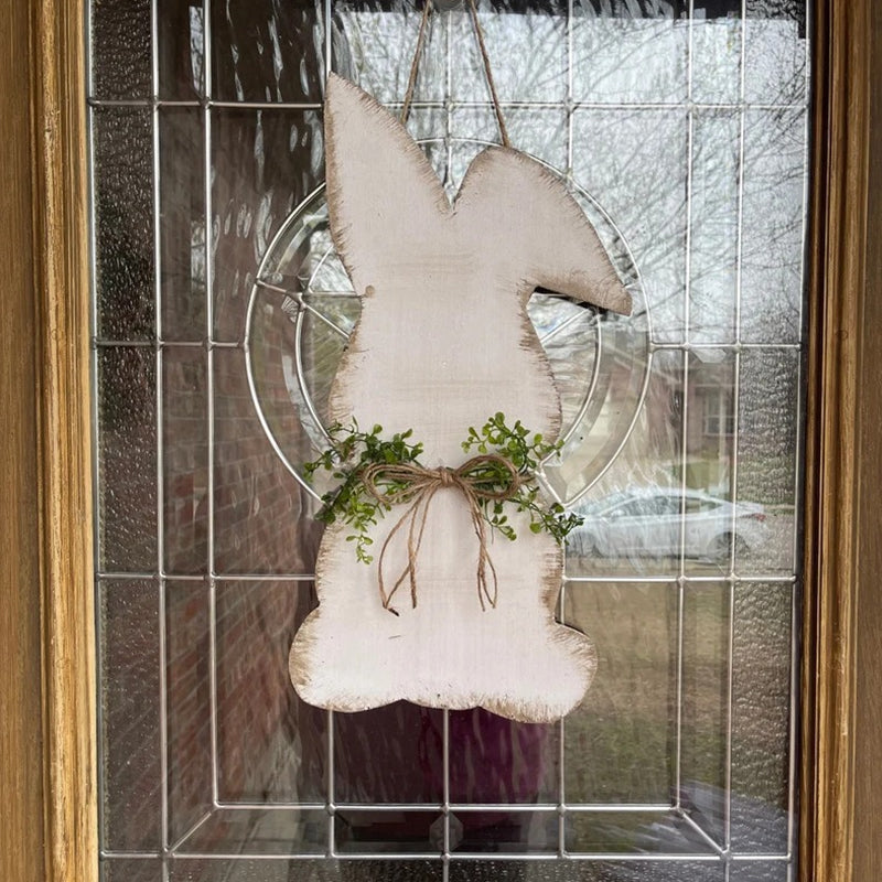 Colorful Wooden Easter Bunny Door Hanger - Cofik