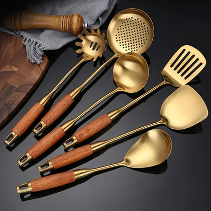 Premium Golden Cooking Utensil 6 Piece Set - Cofik