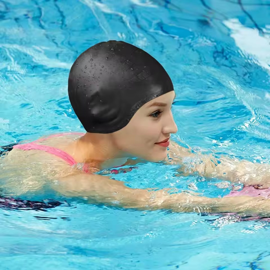 Soft Silicone Swimming Cap for Women with Ear Guards - Cofik