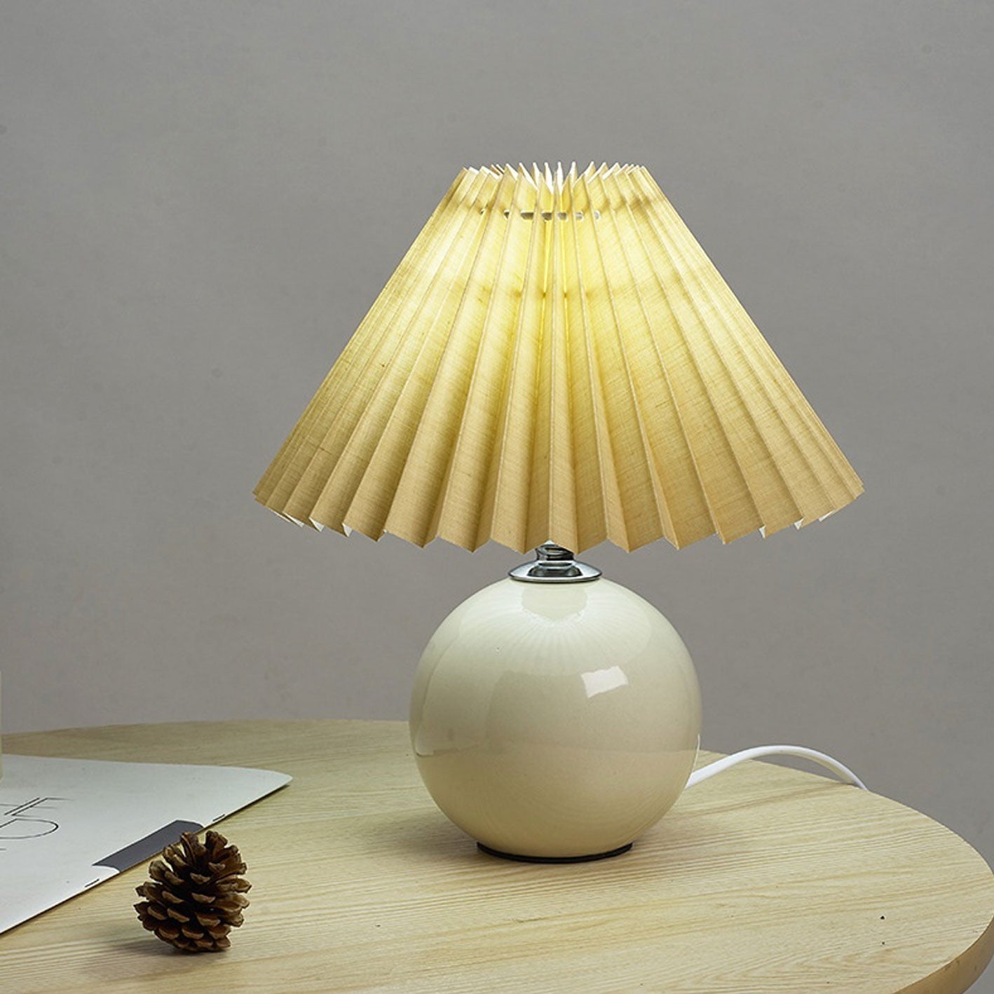 Simple Ceramic Desk Lamp with Folded Shade