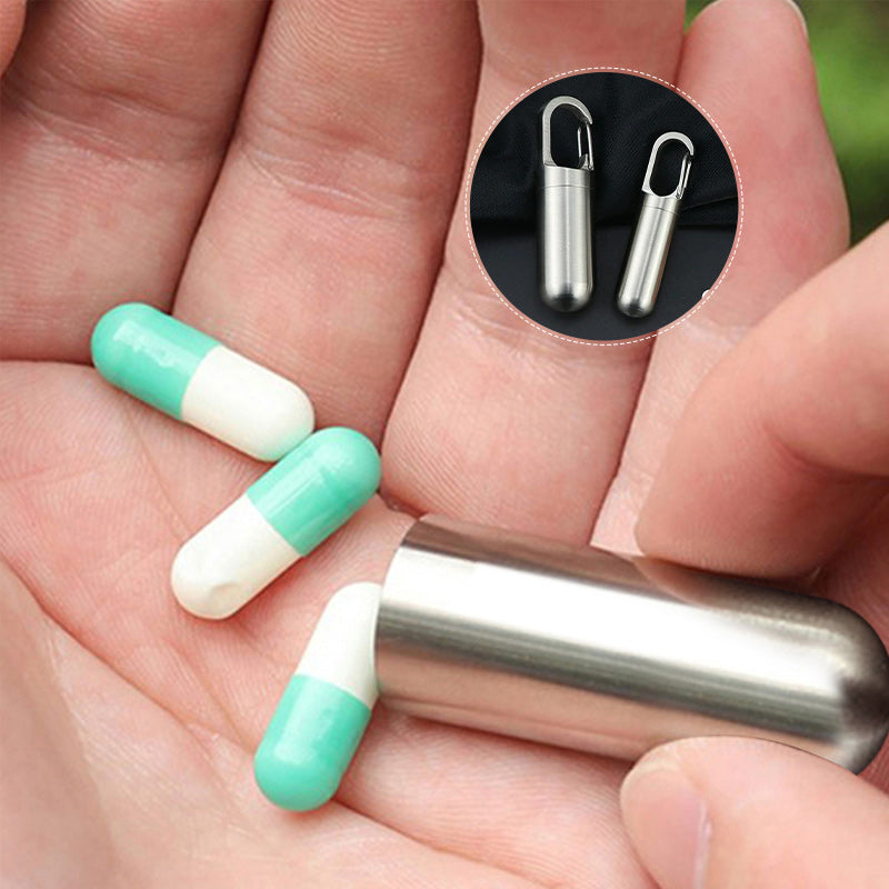 Travel Mini Pill Box Stainless Steel Case