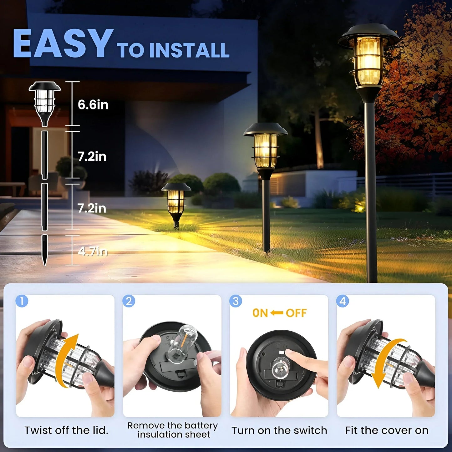 Bright Outdoor Solar Powered Garden Lights Set