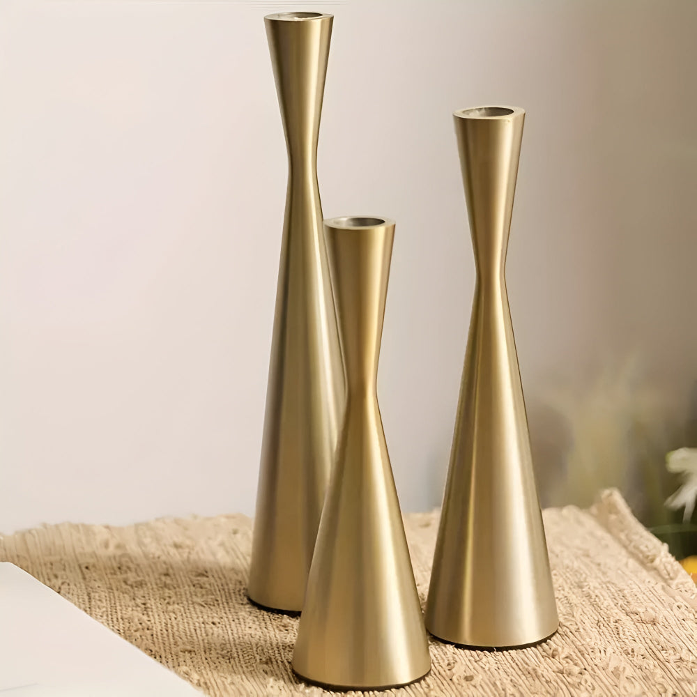 Modern Metal Slim Candle Holder Set of 3