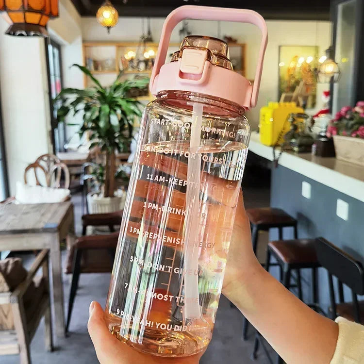 Insulated 2L Sports Water Bottle with Straw and Measurements - Cofik