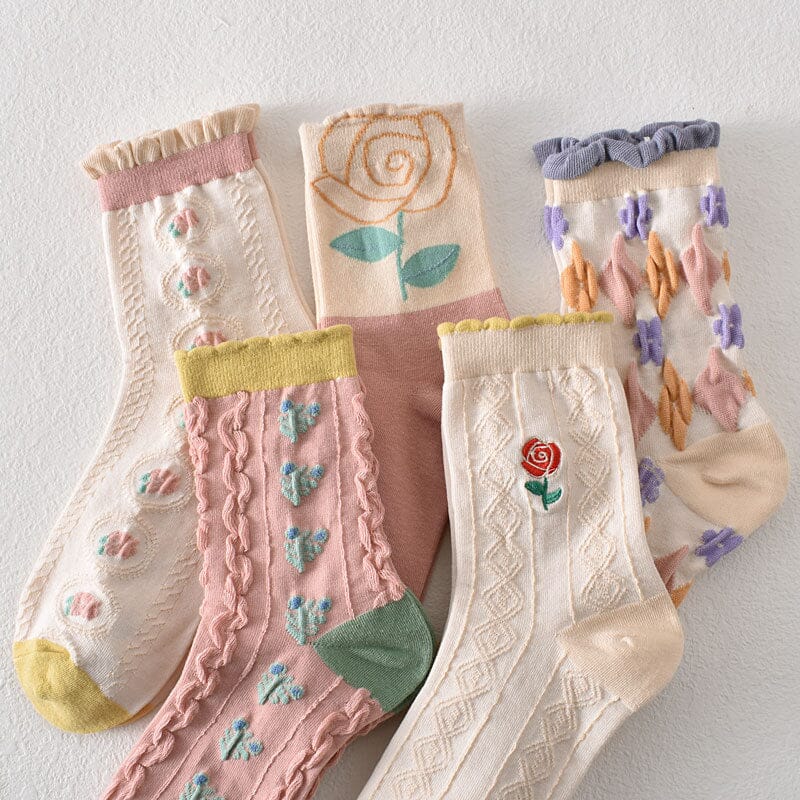 Colorful Womens Flower Patterned Socks (10 Pack)