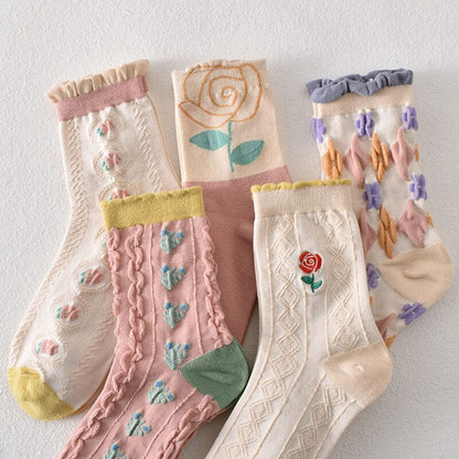 Colorful Womens Flower Patterned Socks (10 Pack)