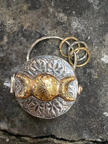 Sparkling Silver Locket Necklace with Moon Tree Pendant - Cofik