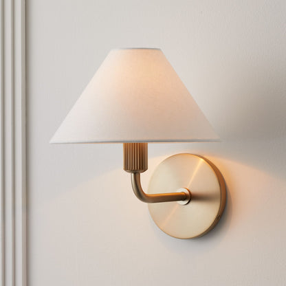Modern Brass Linen Wall Light Fixture