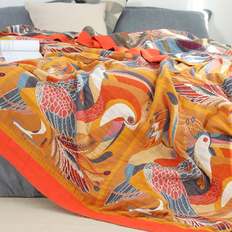 Eco Friendly Cotton Quilt with Colorful Tropical Design