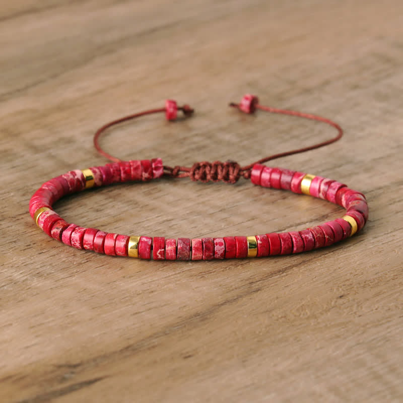 Bohemian Stone Beaded Bracelet with Natural Rollers