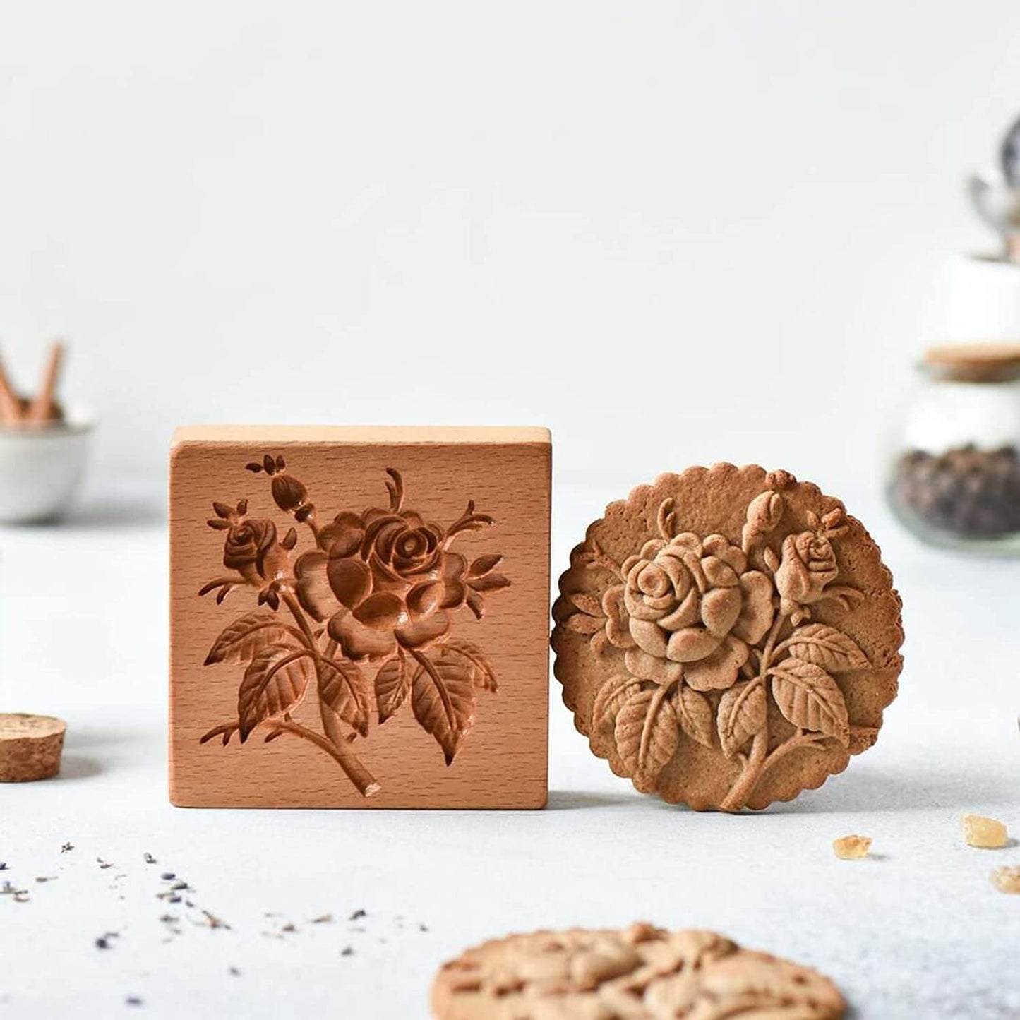 Wooden Cookie Cutter Set with Engraved Designs