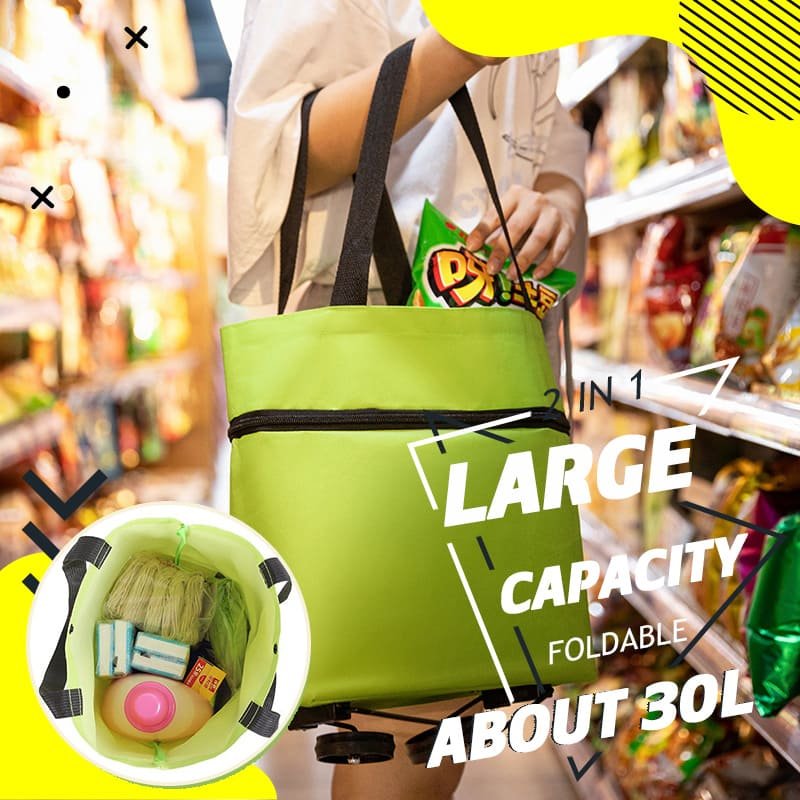 Portable 2-in-1 Folding Shopping Cart Bag