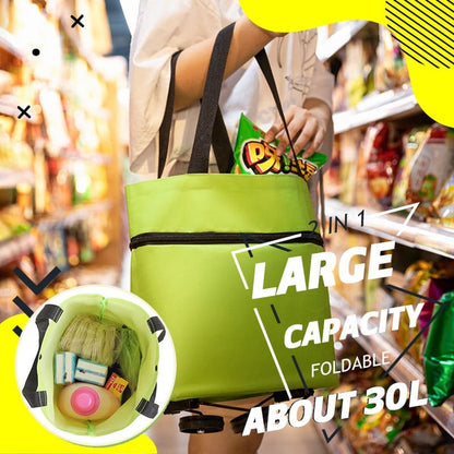 Portable 2-in-1 Folding Shopping Cart Bag