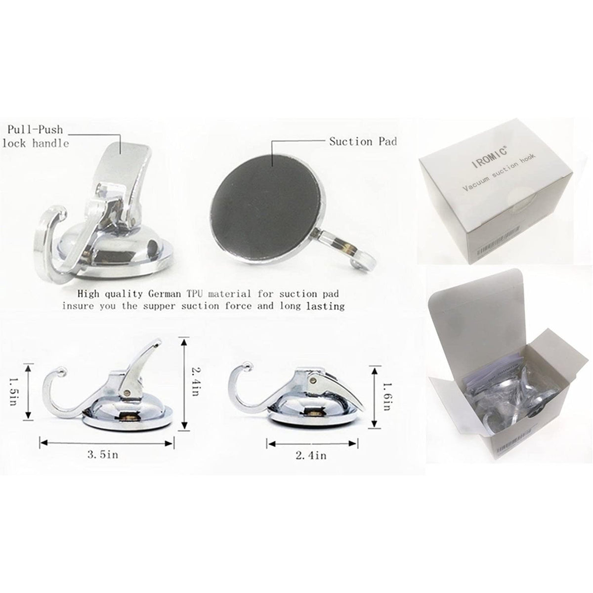 Strong 2-Pack Suction Cup Hooks for Heavy Items