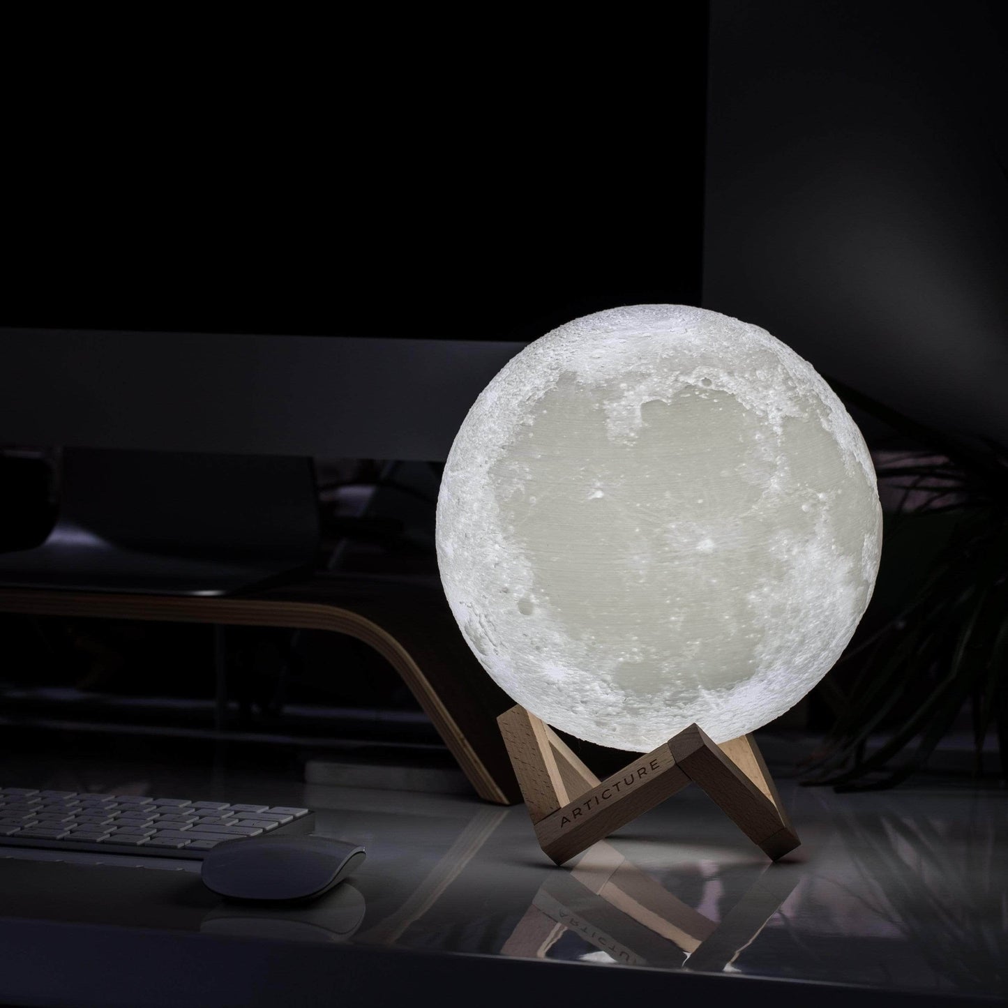 Unique Wooden Moon Table Lamp