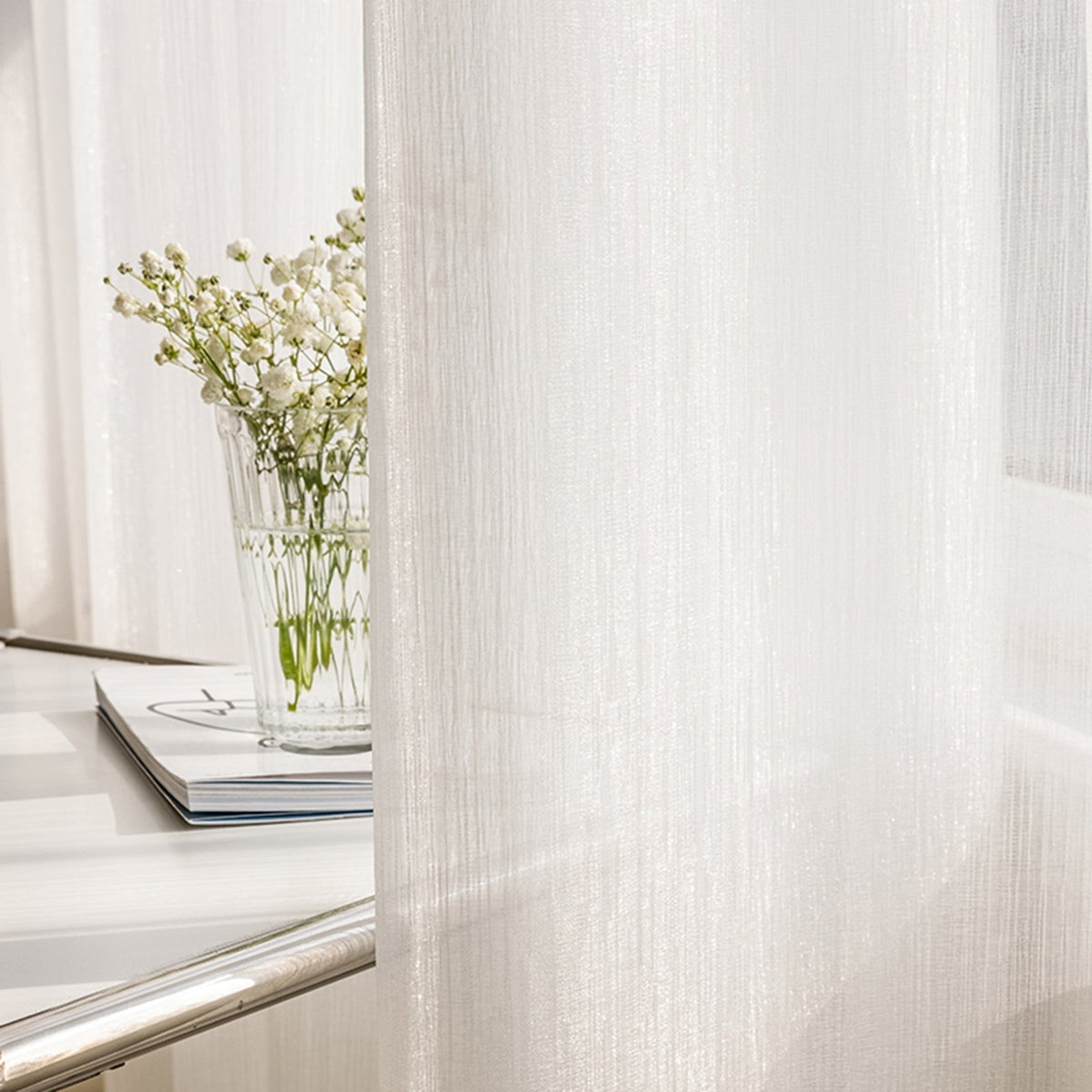 Sheer White Drapes for Living Room