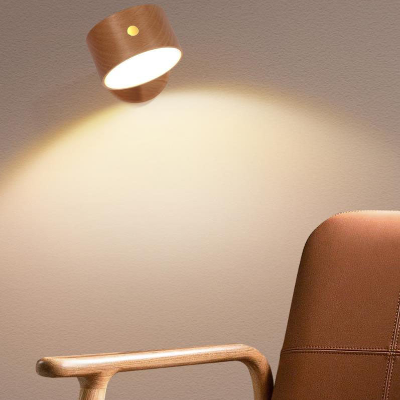 Compact Wooden Plug in LED Wall Lamp