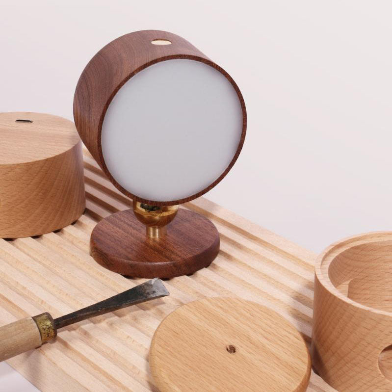 Compact Wooden Plug in LED Wall Lamp