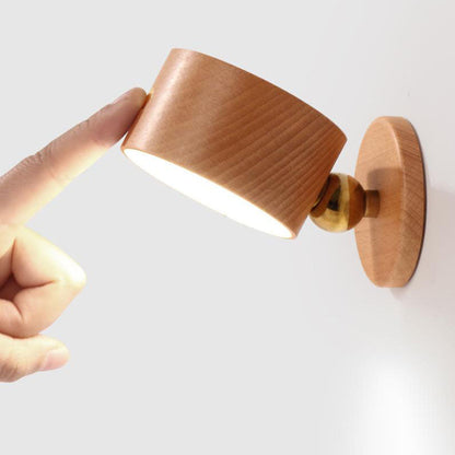 Compact Wooden Plug in LED Wall Lamp