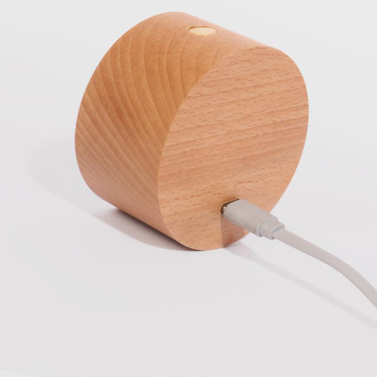 Compact Wooden Plug in LED Wall Lamp