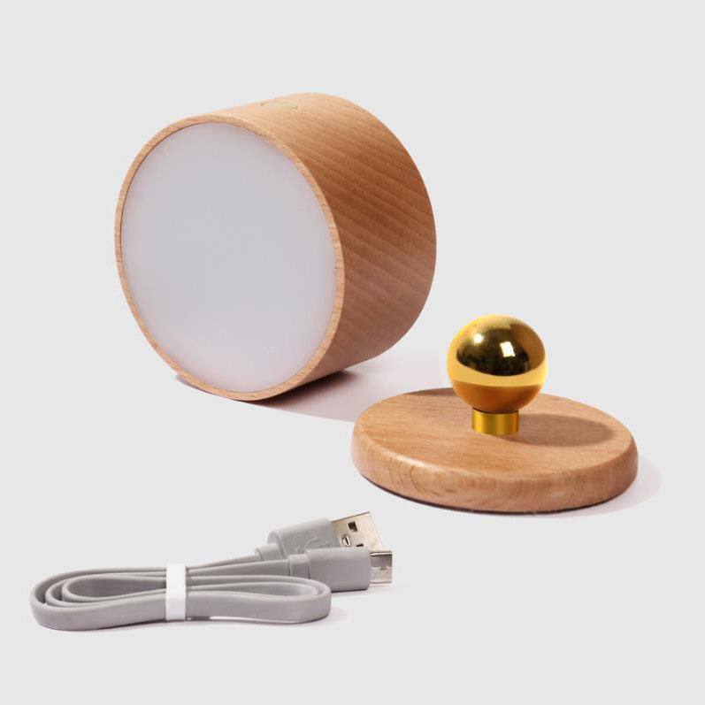 Compact Wooden Plug in LED Wall Lamp