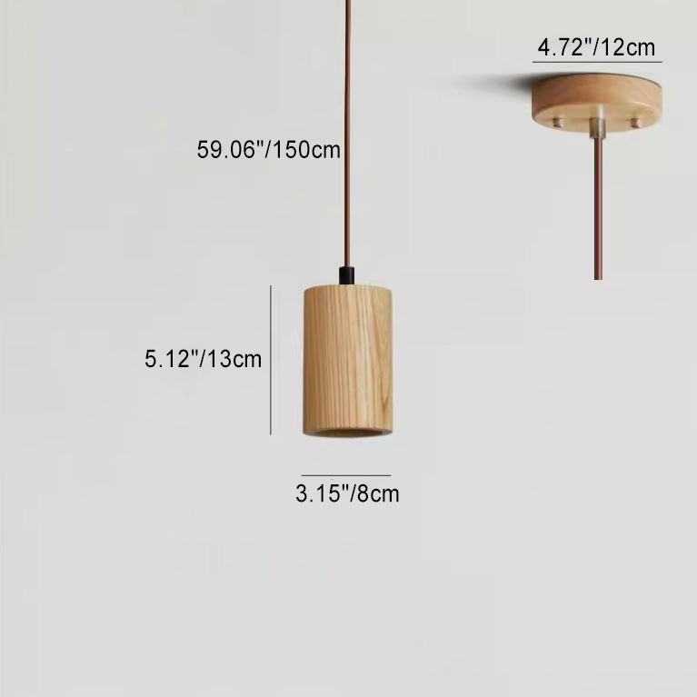 Simple Wooden Pendant Lamp Adjustable Hanging Light