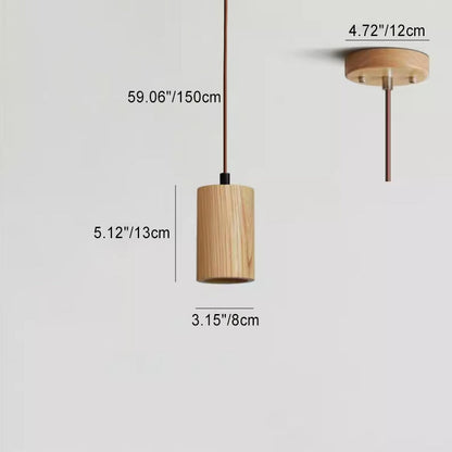 Simple Wooden Pendant Lamp Adjustable Hanging Light