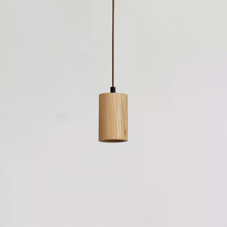 Simple Wooden Pendant Lamp Adjustable Hanging Light