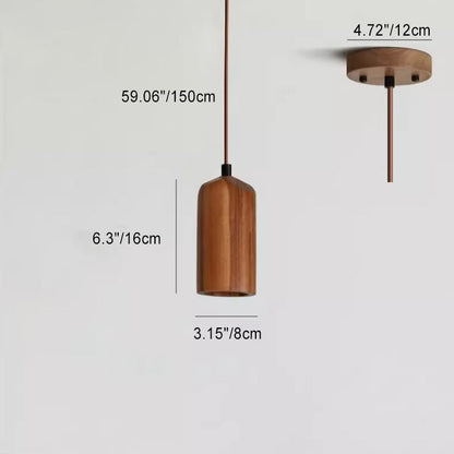 Simple Wooden Pendant Lamp Adjustable Hanging Light