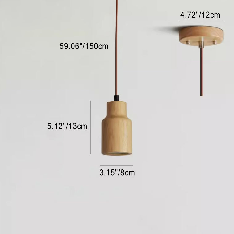 Simple Wooden Pendant Lamp Adjustable Hanging Light