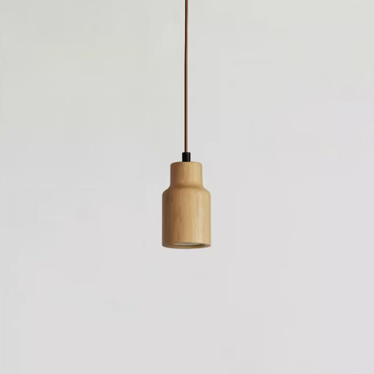Simple Wooden Pendant Lamp Adjustable Hanging Light
