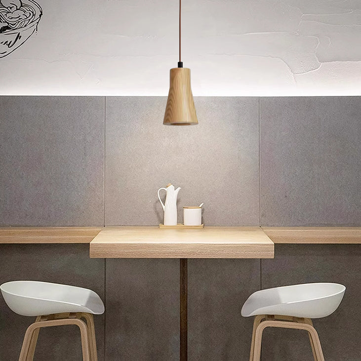 Simple Wooden Pendant Lamp Adjustable Hanging Light