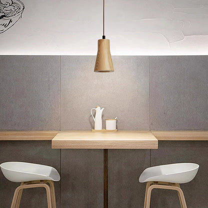 Simple Wooden Pendant Lamp Adjustable Hanging Light
